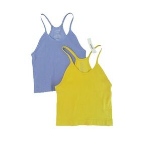 Ribbed Tank Tops Women's Size XS/Small Purple and Yellow Pair